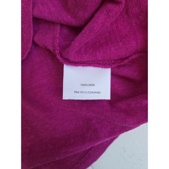 Eileen Fisher Women's Petite Small Magenta 100% Linen 3/4 Sleeve T-Shirt - Picture 6 of 13